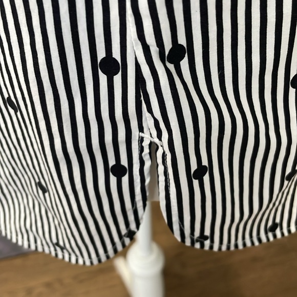 Talbots Black White Women’s Striped Polka Dot Side Zip Round Neck Cotton Blouse - Picture 5 of 8